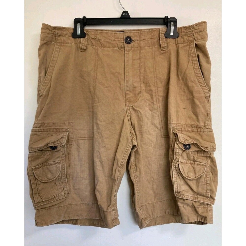 Aeropostale Mens Sz 34 Shorts Brown Y2K Utility Cargo Pockets Hiking Outdoor